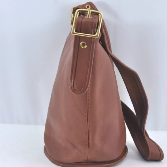 [COACH] Shoulder Crossbody Zip-Close Bucket Handbag Purse, Brown Soft Leather - Picture 6 of 15